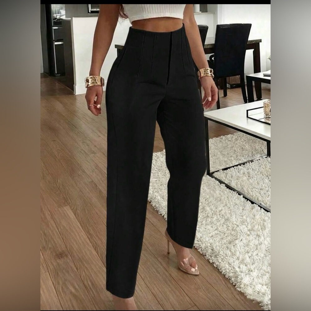 Elegant Black High-Waisted Women's Pants